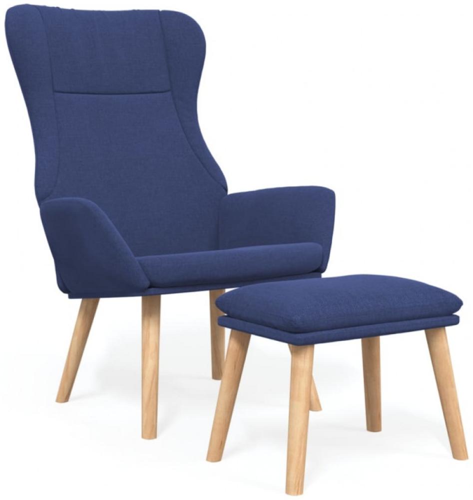 Relaxsessel mit Hocker Blau Stoff [3097886] Bild 1
