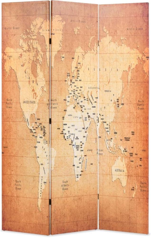 vidaXL Raumteiler klappbar 120 x 170 cm Weltkarte Gelb 245877 Bild 1