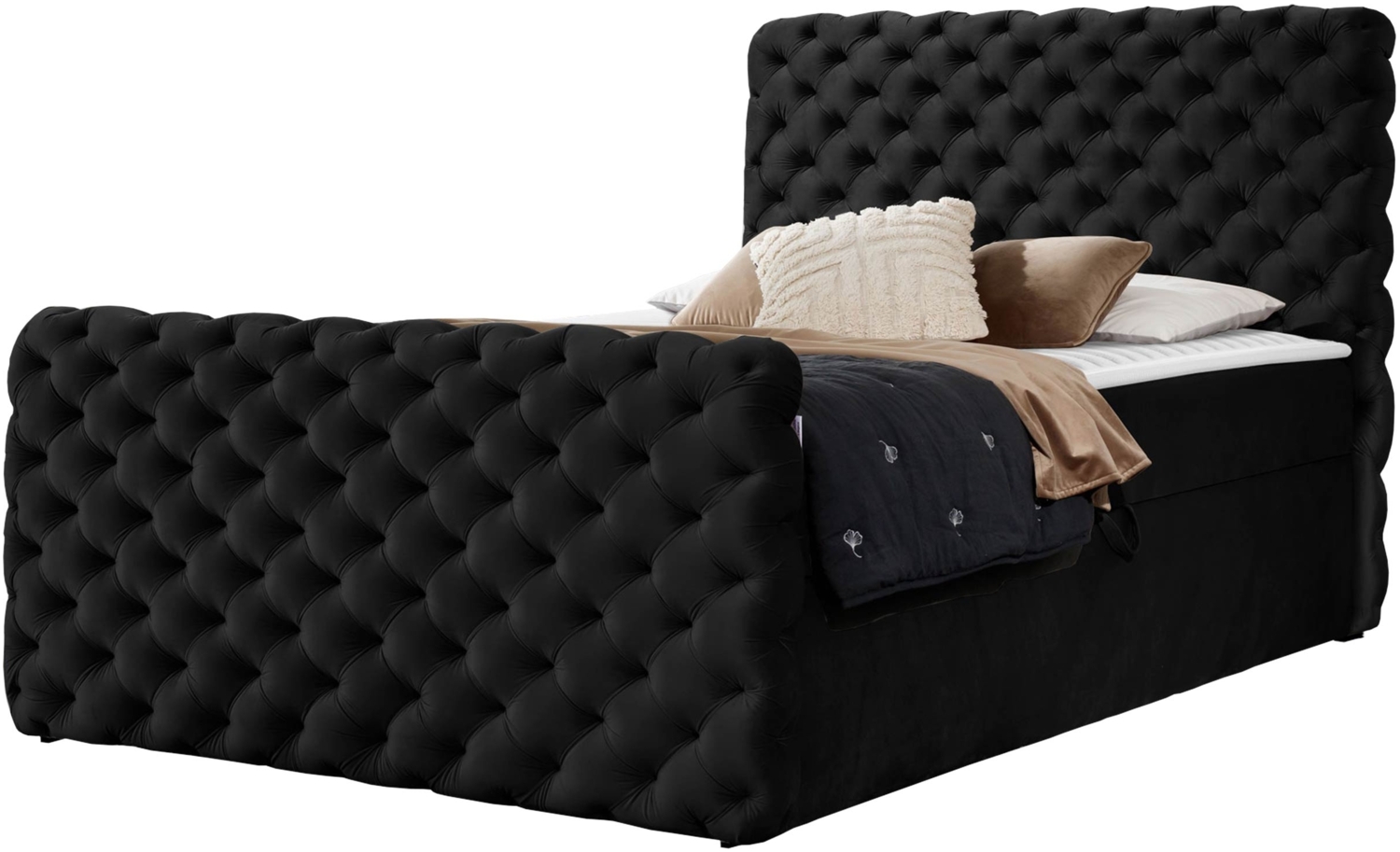 Boxspringbett Serrula Lux, Schwarz, 140 x 200 cm Bild 1