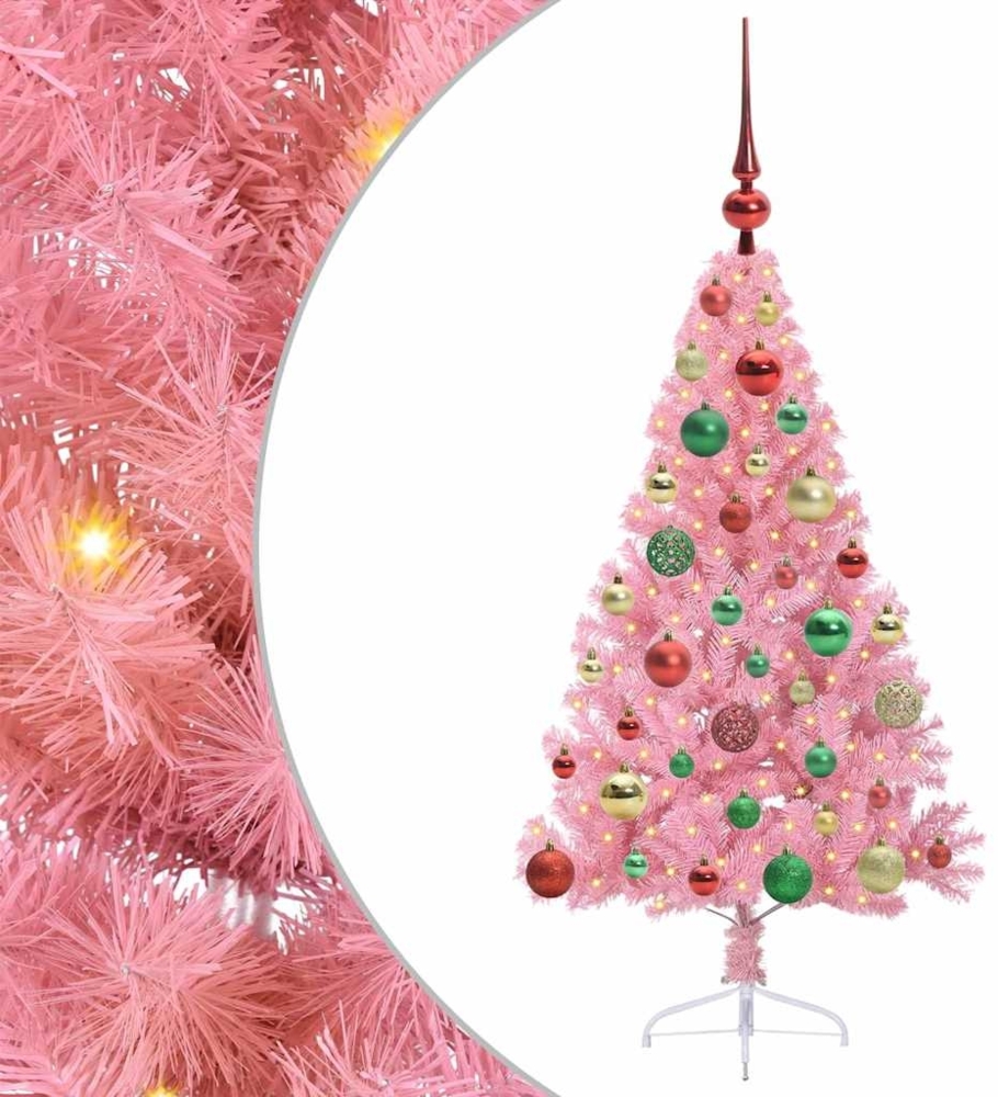vidaXL Künstlicher vorbeleuchteter Weihnachtsbaum Rosa 120 cm PVC 3397058 Bild 1