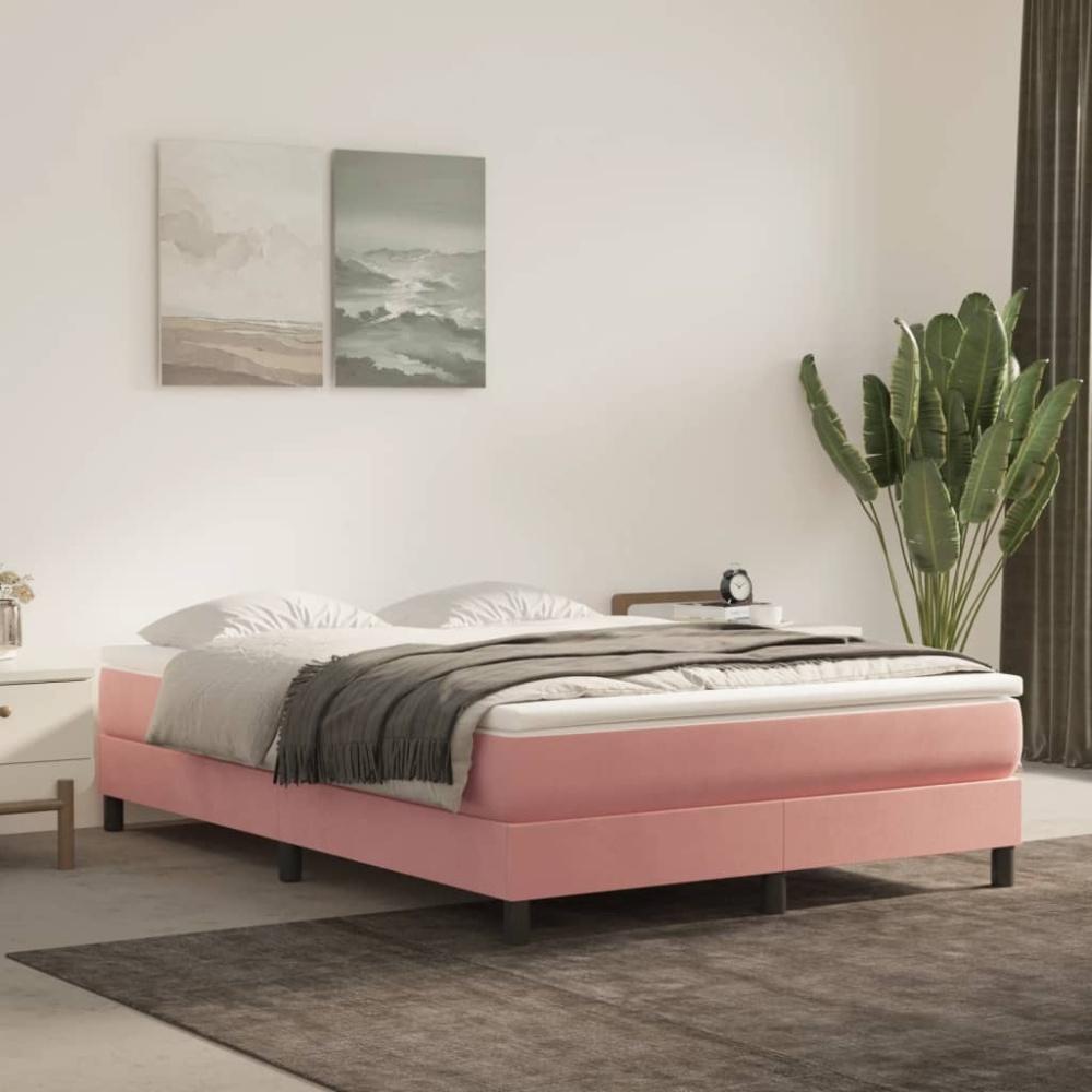 vidaXL Boxspringbett mit Matratze Rosa 140x200 cm Samt 3144338 Bild 1