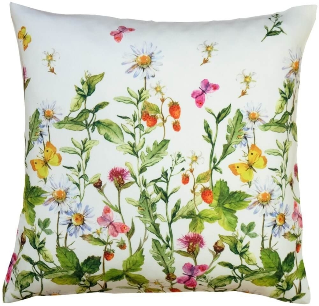 matches21 HOME & HOBBY Kissenbezüge Kissen-Bezug Blumenwiese bunt 40x40 cm, (1 Stück), Wohnzimmer Kissen-Hülle als Deko-Kissen Zier-Kissen Sofa-Kissen Bild 1