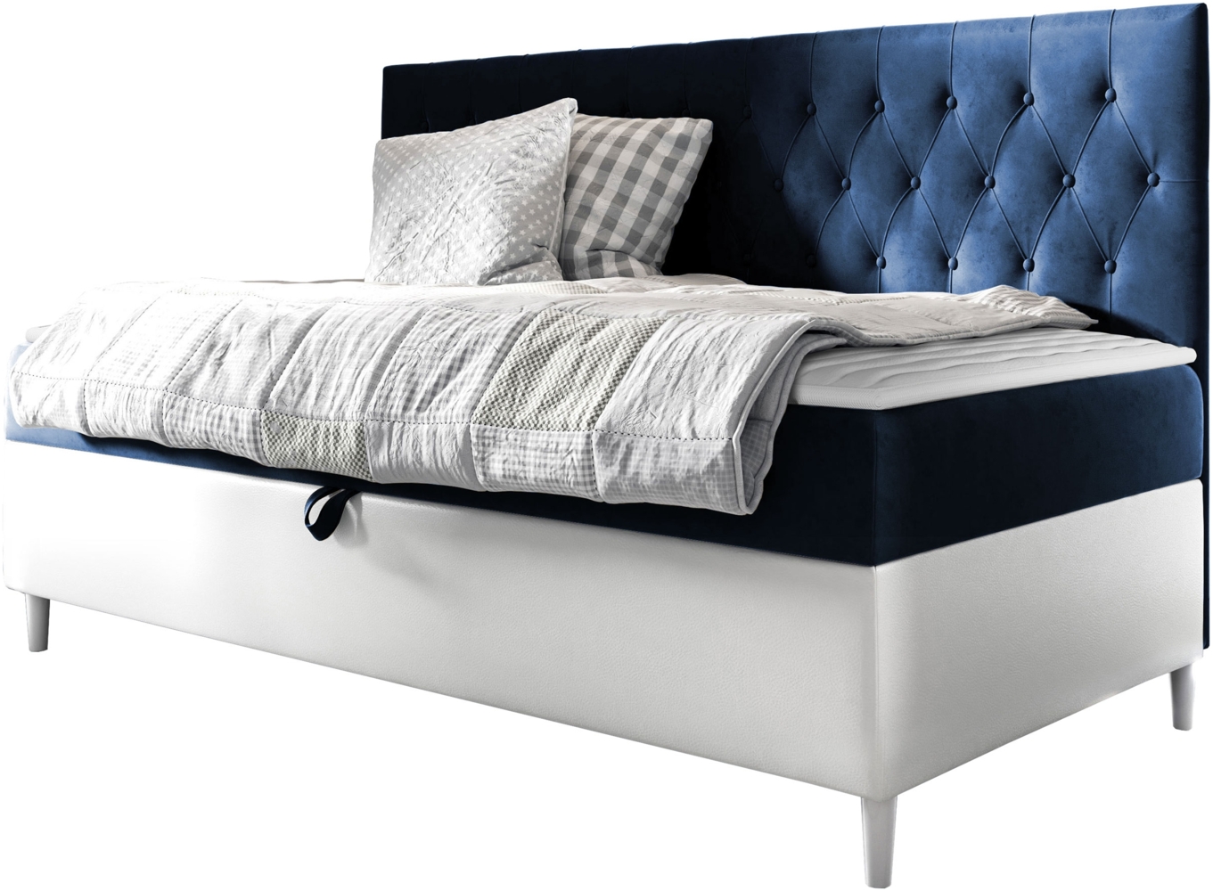 Boxspringbett 'Lenda Junior 2' blau 90x200 cm Bild 1