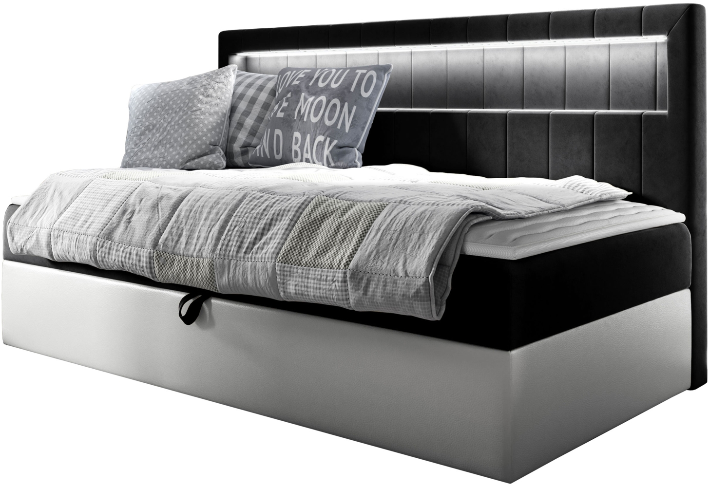 Boxspringbett 'Gladino Junior 2' schwarz 80 x 200 cm Bild 1