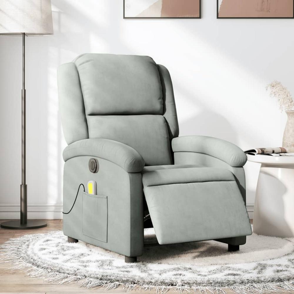 vidaXL Massagesessel Elektrisch Hellgrau Samt 3204289 Bild 1