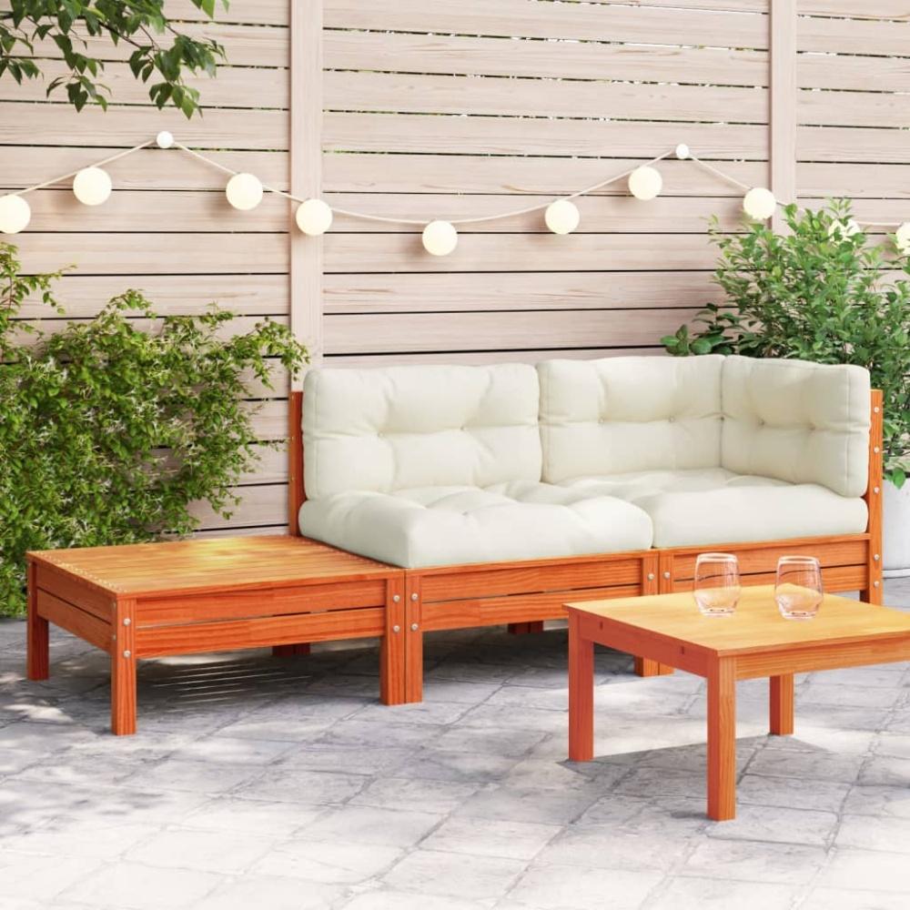 vidaXL Gartensofa mit Kissen und Fußhocker Massivholz Kiefer 838186 Bild 1