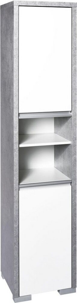 Schildmeyer Bello Hochschrank 141298, steingrau/weiß glanz, 34,5/33/154,5 cm Bild 1