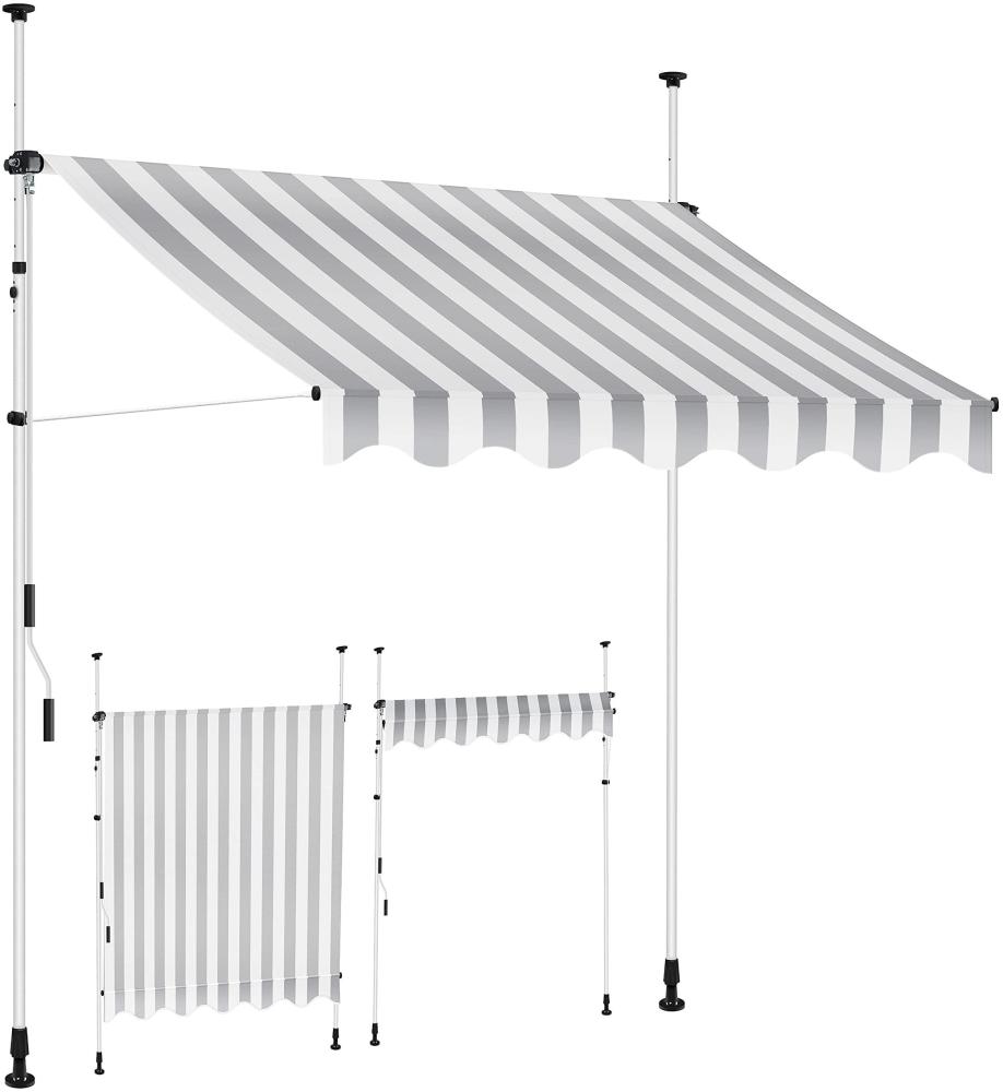 KESSER® Klemmmarkise mit Handkurbel Balkon, Balkonmarkise ohne Bohren, UV-beständig höhenverstellbar wasserabweisend, Sonnenschutz, Terrassenüberdachung, einfache Montage 250cm Bild 1