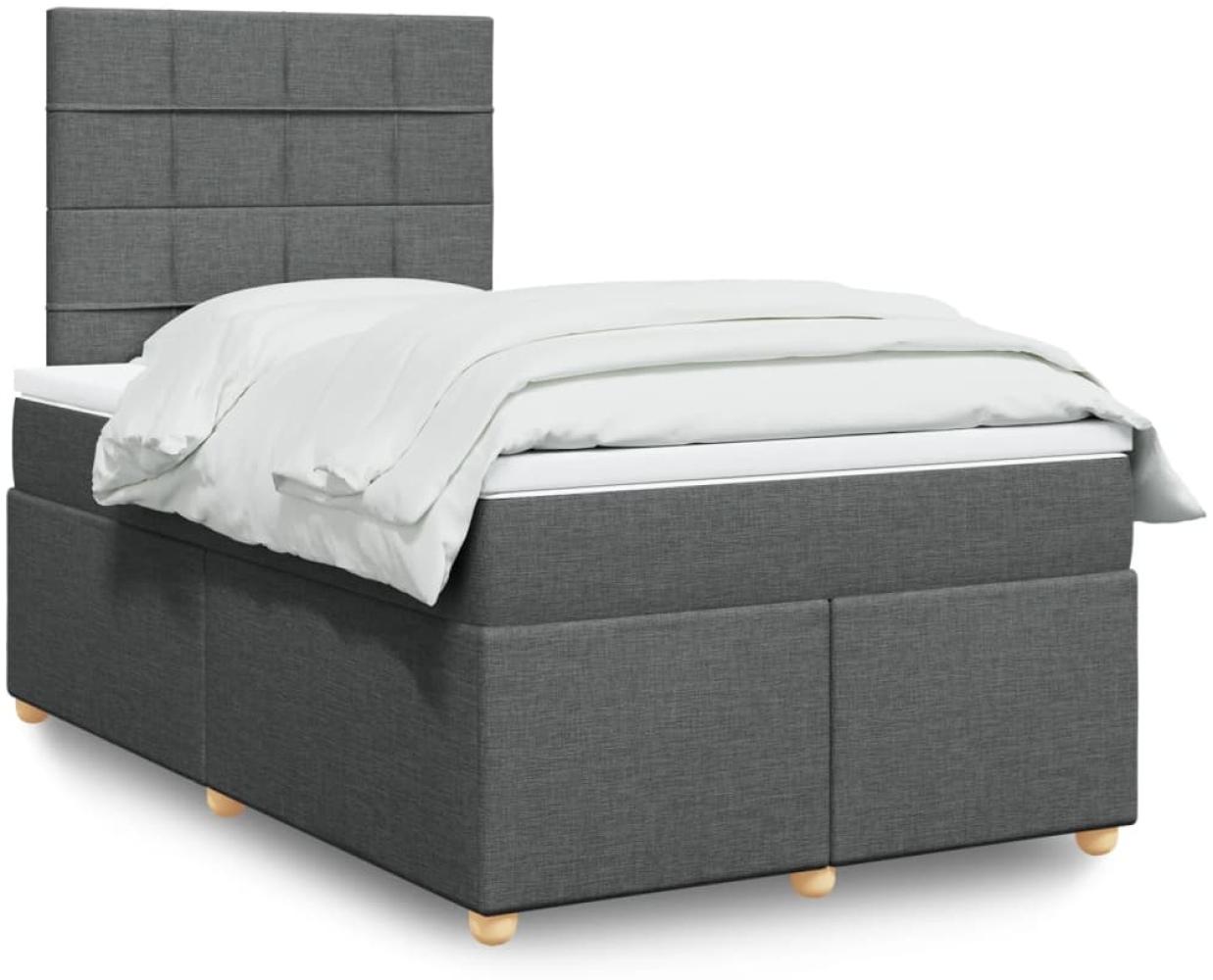 vidaXL Boxspringbett mit Matratze Dunkelgrau 120x190 cm Stoff 3293520 Bild 1