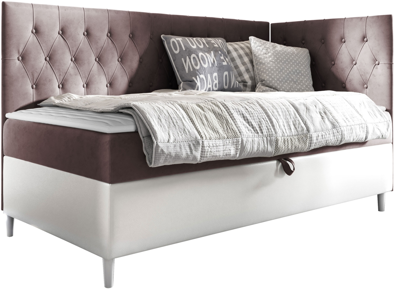 Boxspringbett 'Lenda Junior 3' rosa 80 x 200 cm Rechts Bild 1