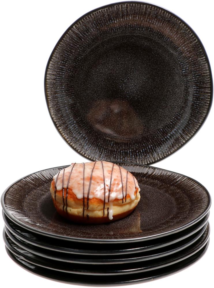 Reactive Glaze Black 6er Set Kuchenteller 6 Personen Schwarze Frühstücksteller Bild 1