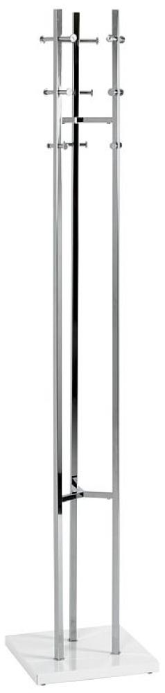 Garderobenständer Standgarderobe mit 18 Haken Metall weiß-chrom H: 183cm Bild 1