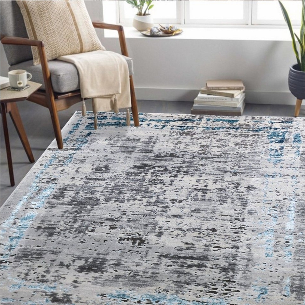 Carpetilla Designteppich Designer Wohnzimmer Teppich Carpetilla Harmony Kurzflor Abstrakt Grau/Blau, Höhe: 11 mm, Kurzflor, Wohnzimmer, Flur Bild 1