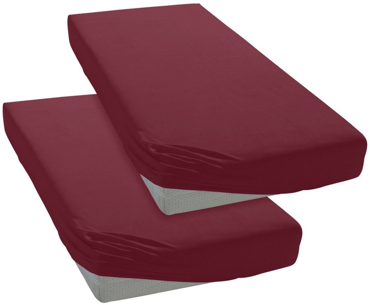 my home Spannbettlaken PHYSALIS, Jersey, Gummizug: rundum, (2 Stück), 100% Baumwolle, Matratzen bis 18 cm Höhe, Bettlaken, Spannbetttuch Bild 1