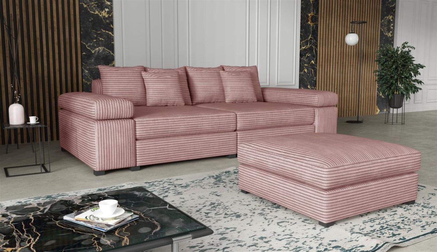 Big Sofa Megasofa Riesensofa AREZZO inkl. Hocker Stoff Tilia Rose Bild 1