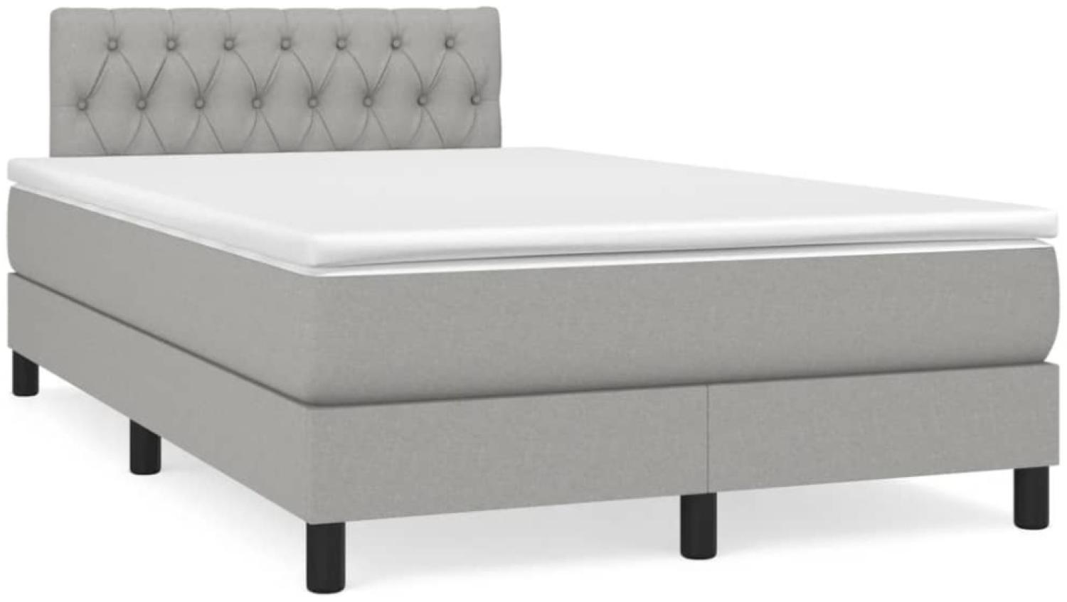 vidaXL Boxspringbett mit Matratze Hellgrau 120x190 cm Stoff 3269744 Bild 1