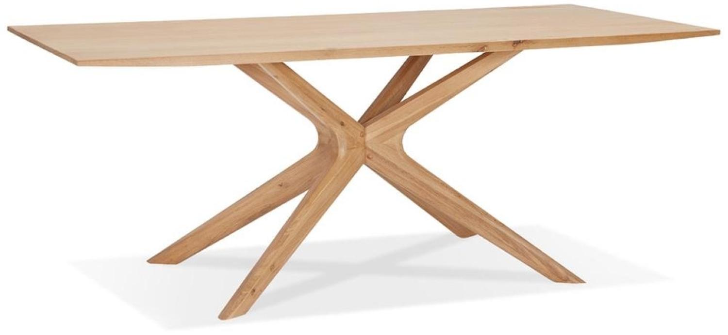 Esszimmertisch Massiv Eiche | Esstisch Skandinavisch 195x95cm | Küchentisch Rechteckig X-Gestell | Holztisch Robust Naturfarben | Eichenholztisch 76cm Hoch | AURAX Kollektion Bild 1