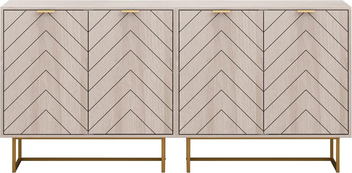 UEV Sideboard Kommode mit Türen Küchenschrank Mehrzweckschrank (Buffet, TV Board, Schrank für Wohnzimmer Esszimmer Flur Schlafzimmer), Schrank mit Füße,Aufbewahrungsschrank mit verstellbare Ablage Bild 1