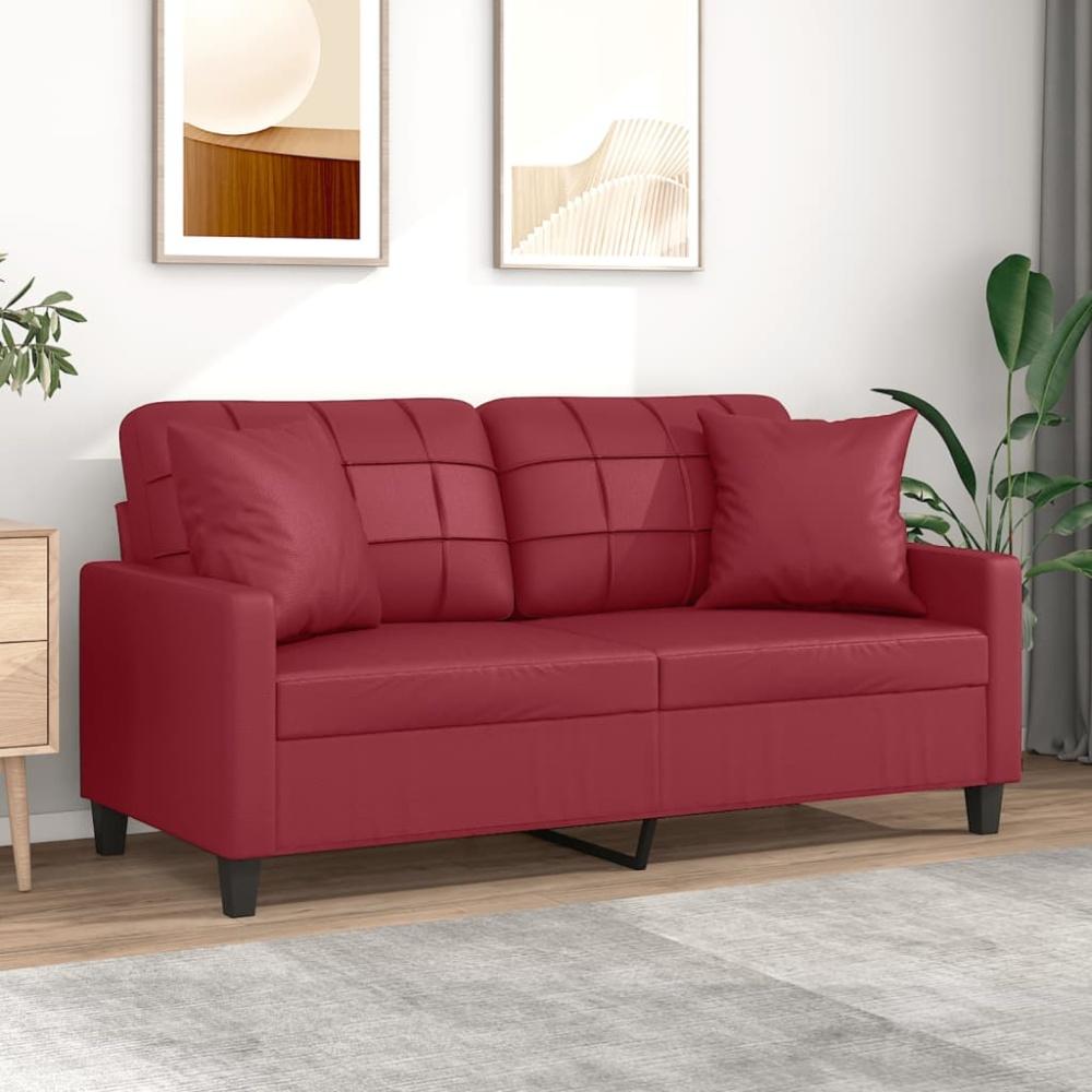 vidaXL 2-Sitzer-Sofa mit Zierkissen Weinrot 140 cm Kunstleder 3200806 Bild 1