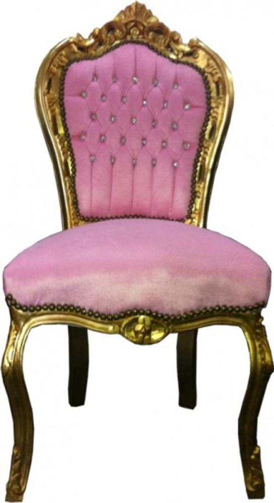 Barock Esszimmer Stuhl Rosa / Gold Bling Bling Steine Bild 1