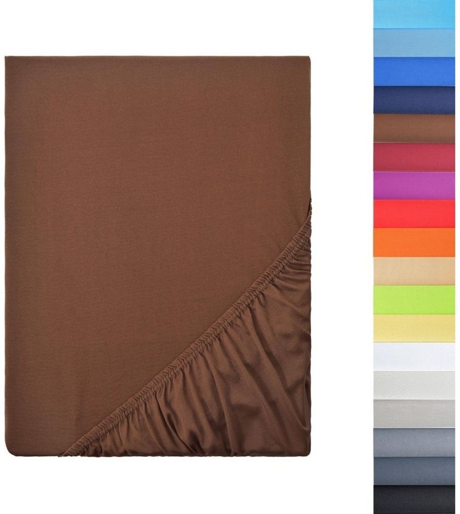 NatureMark Spannbettlaken Mikrofaser Spannbetttuch, Polyester, Gummizug: rundum, viele Größen und Farben Markenware, 200x220 cm, Schoko braun Bild 1
