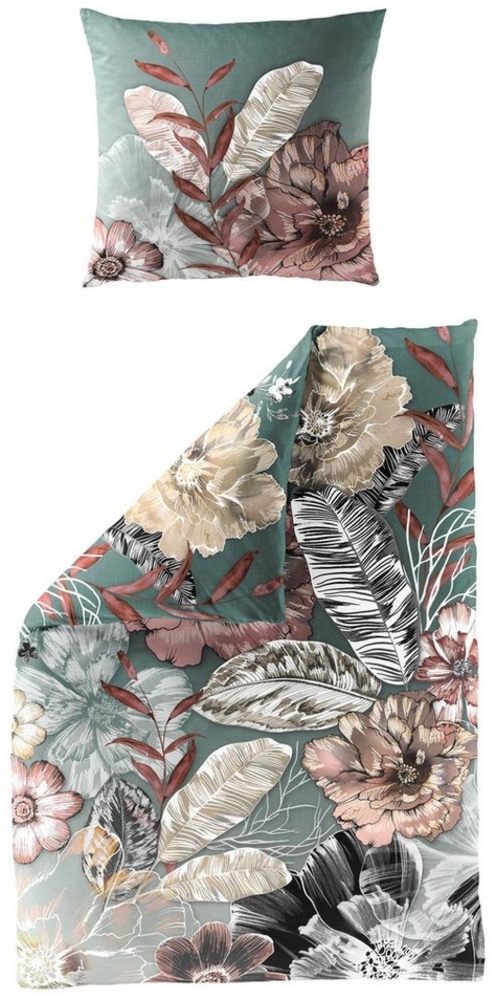 BIERBAUM Bettwäsche BIERBAUM Bettwäsche Mako-Satin jade 135x200cm, mit 1 Kissen Bild 1