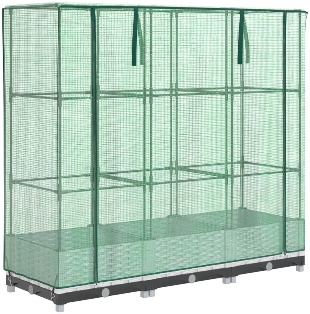 vidaXL Hochbeet mit Gewächshaus-Aufsatz Rattan-Optik 120x40x123 cm 4015839 Bild 1
