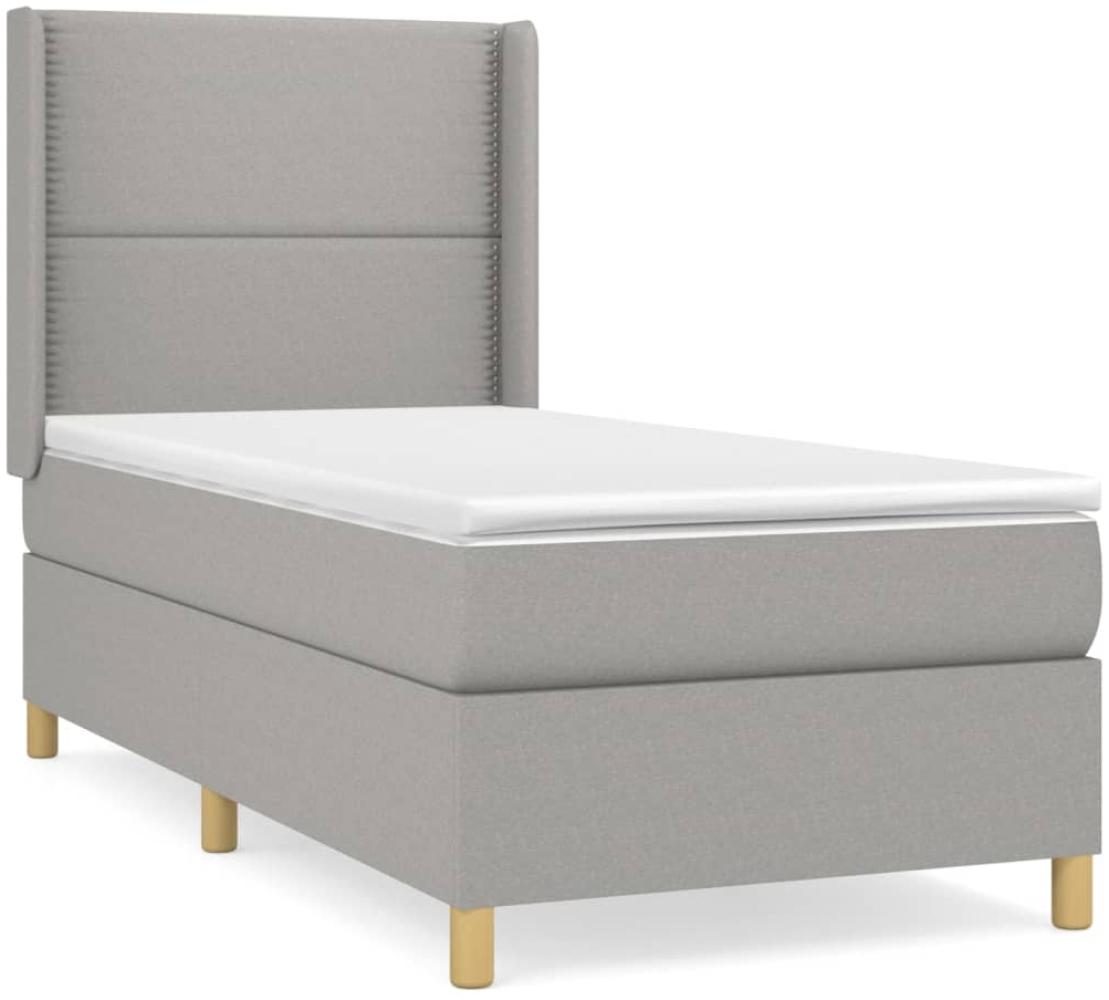 vidaXL Boxspringbett mit Matratze Hellgrau 90x190 cm Stoff, Härtegrad: H2 [3131873] Bild 1