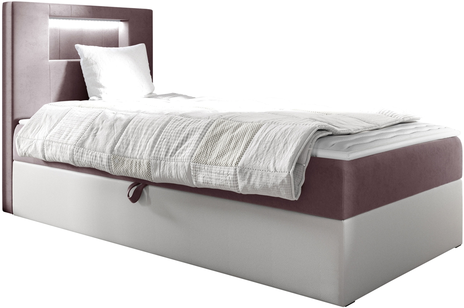 Boxspringbett 'Gladino Junior 1' rosa 80x200 cm Links Bild 1