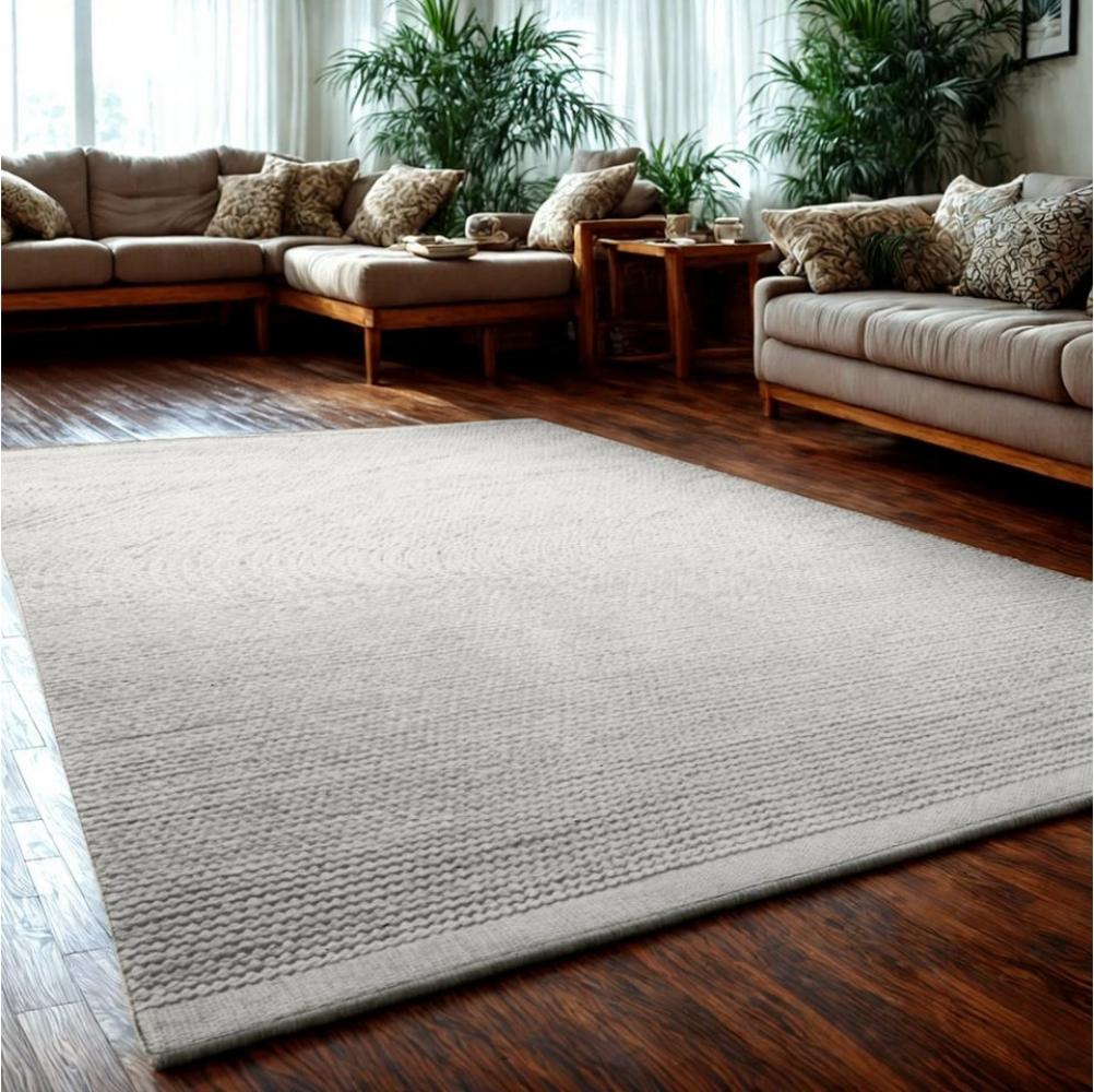 Wohnando Teppich MY-RUG WoolHeaven, Handgewebter Wollteppich, 90x60cm, Rechteckig, Höhe: 10 mm, aus gewalkter Schurwolle, Wendbar, Naturprodukt Bild 1