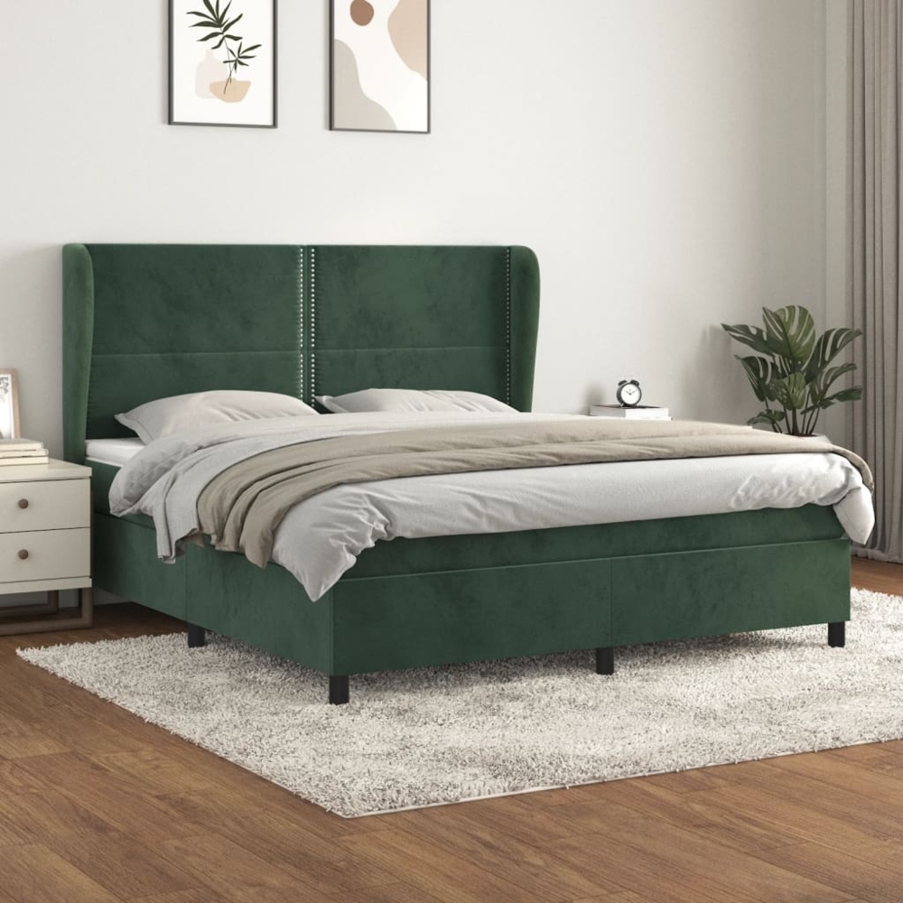 Boxspringbett mit Matratze Dunkelgrün 180x200 cm Samt 3129168 Bild 1