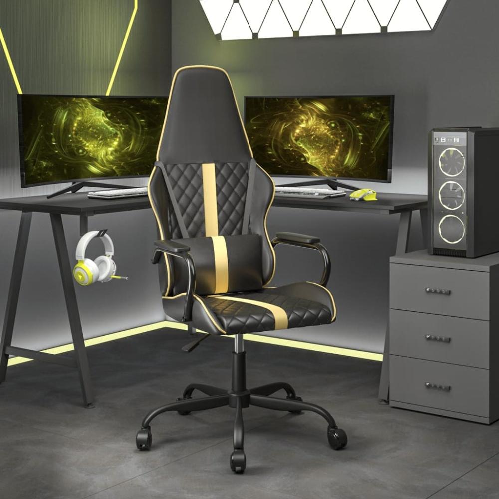 vidaXL Gaming-Stuhl mit Massagefunktion Gold und Schwarz Kunstleder 345559 Bild 1