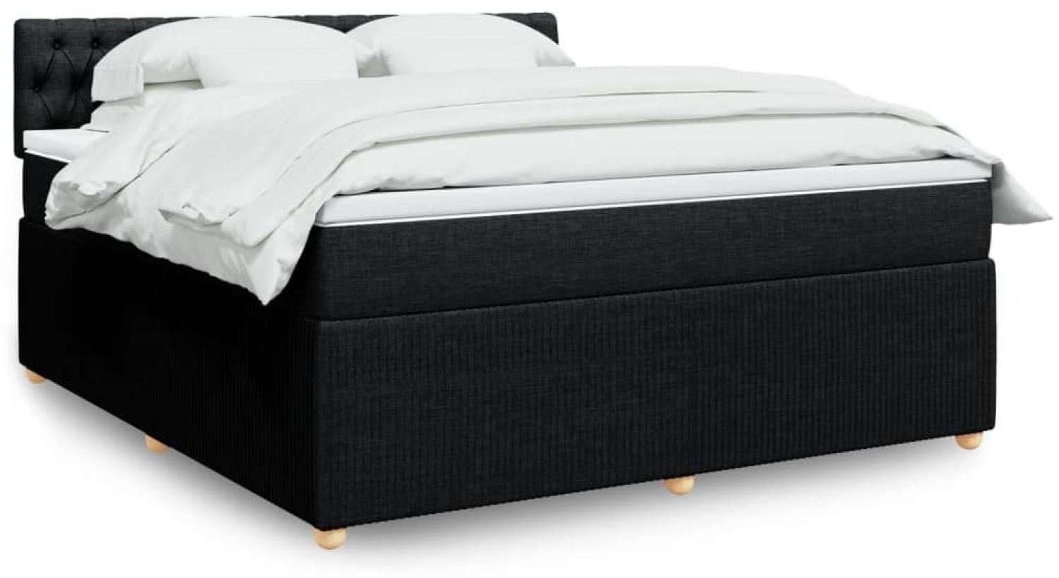 vidaXL Boxspringbett mit Matratze Schwarz 180x200 cm Stoff 3289844 Bild 1