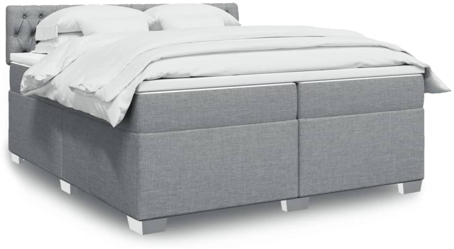 vidaXL Boxspringbett mit Matratze Hellgrau 200x200 cm Stoff 3288302 Bild 1