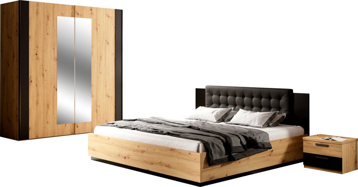 INOSIGN Schlafzimmer-Set Sigma, Set 4 -St(Kleiderschrank, 2xNako, Bett 180), Made in Europe, Komplettschlafzimmer, viel Stauraum, trendige Farben Bild 1