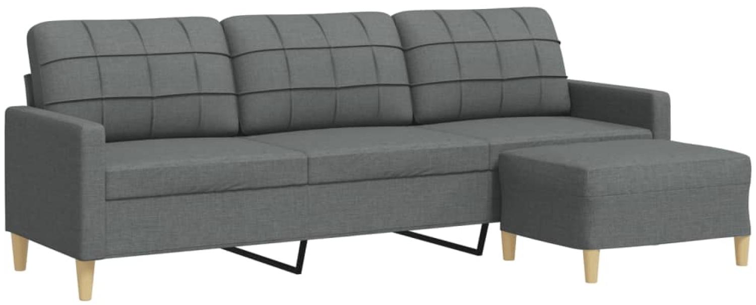 vidaXL 3-Sitzer-Sofa mit Hocker Dunkelgrau 210 cm Stoff 3278250 Bild 1