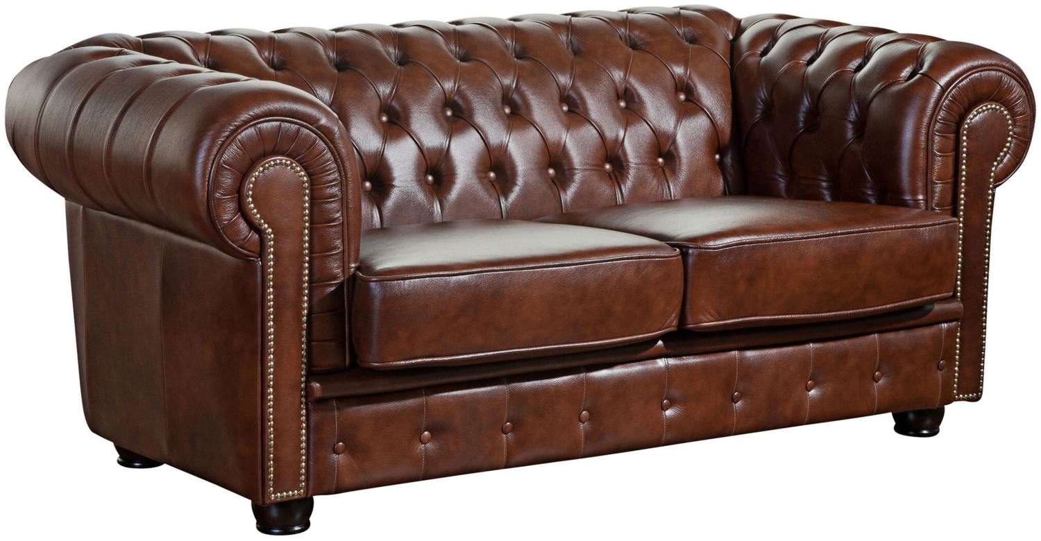 Sofa 2-Sitzer Kath Bezug Wischleder Buche nussbaum dunkel / braun 22454 Bild 1