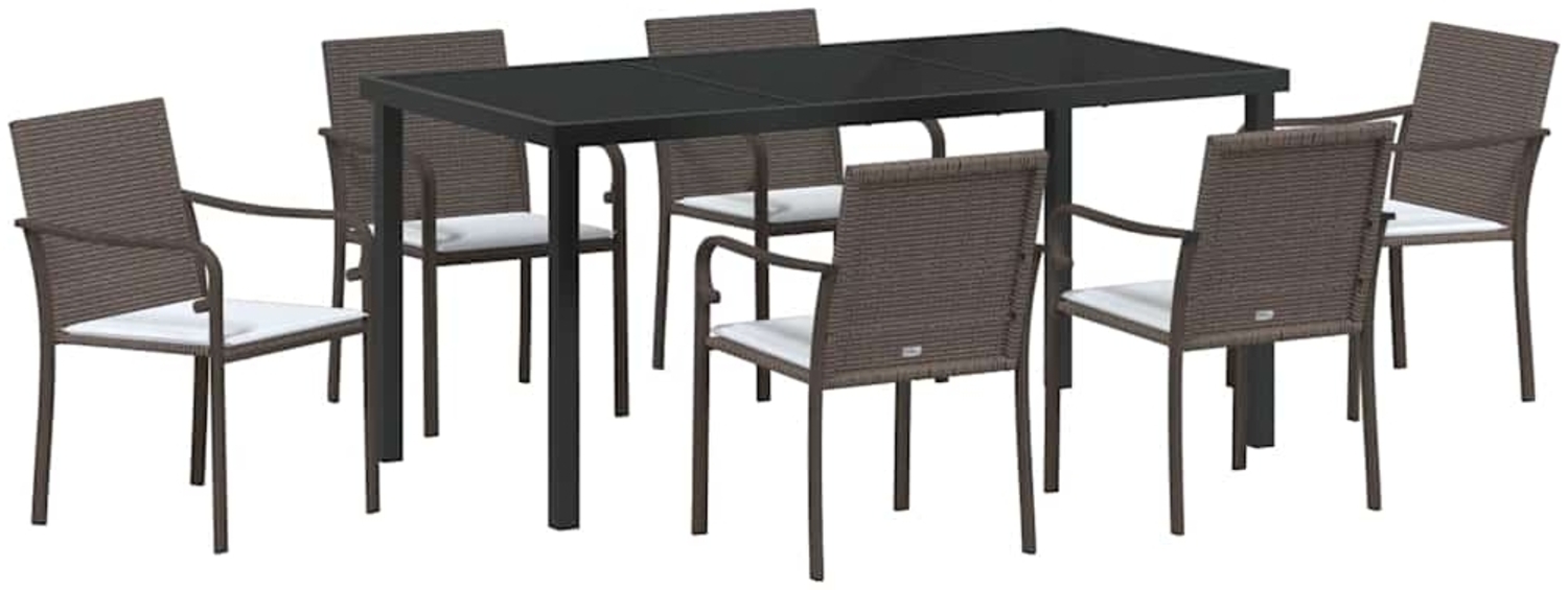 vidaXL Garten Essgruppe 7 pcs Braun Poly Rattan 3379048 Bild 1