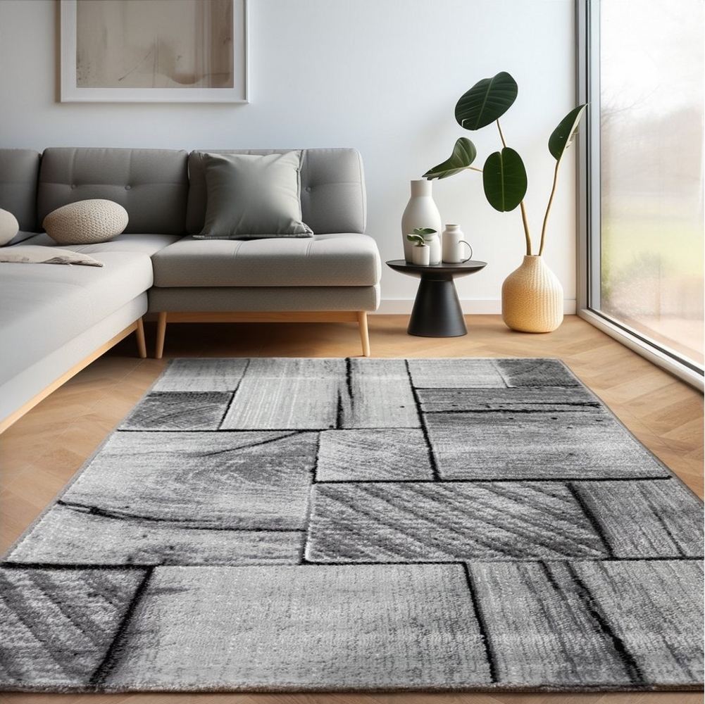 Carpettex Designteppich 3D-Holzdesign, Läufer, Höhe: 12 mm, Modern Kurzflor Teppich Wohnzimmer Holz Optik Schwarz versch. größe Bild 1