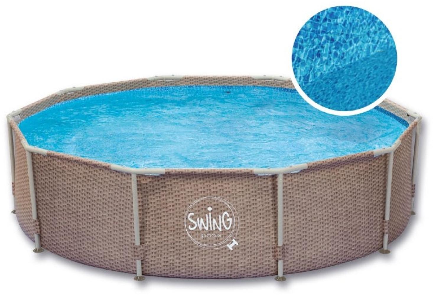 ELITE WICKER FRAME SWING Pool Rund - Doppel Rattan Design 4,88 x 1,22 m Bild 1