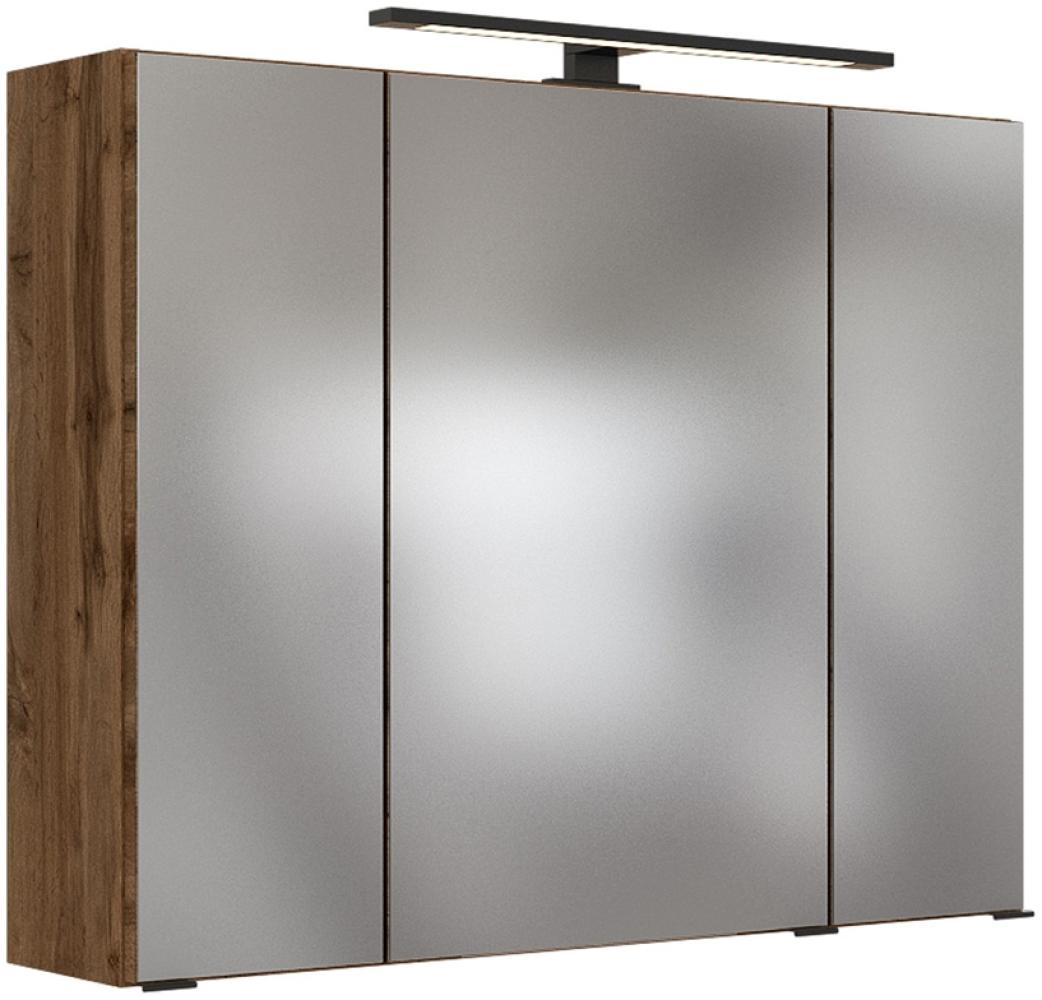 LED- Spiegelschrank 80 cm MANLY-03 Wotaneiche Nb. B/H/T: 80/64/20 cm Bild 1