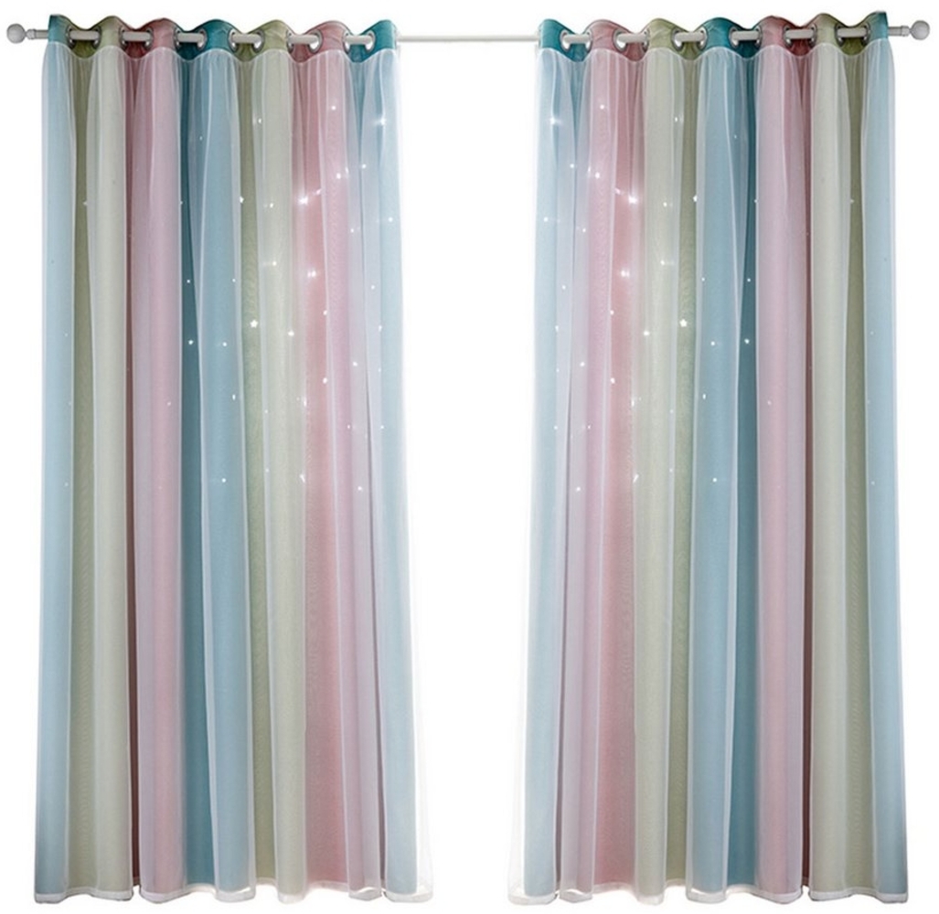 MODFU Verdunkelungsvorhang 2er Set Tüllvorhänge Farbverlauf Vorhänge Curtains Set, Ösen (2 St), verdunkelnd, Polyester, Schlafzimmer Thermovorhang Ösen Wärmeisolierend gegen Kälte Blickdicht Bild 1