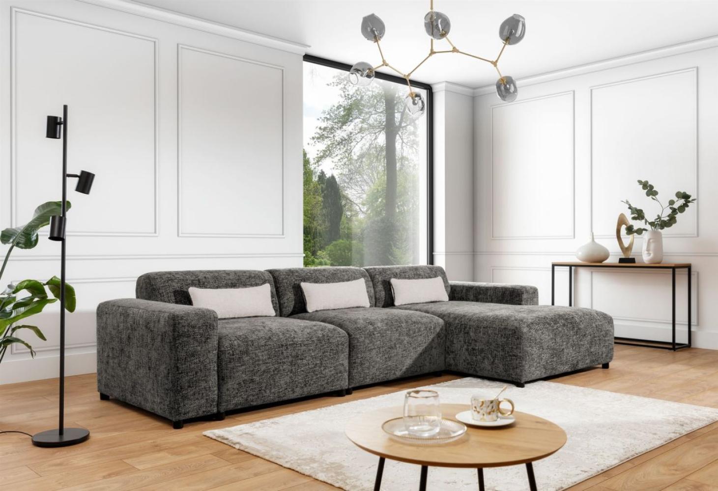 Ecksofa Designersofa ROMY MAX in Stoff Enjoy Me Taupe Ottomane Rechts Bild 1