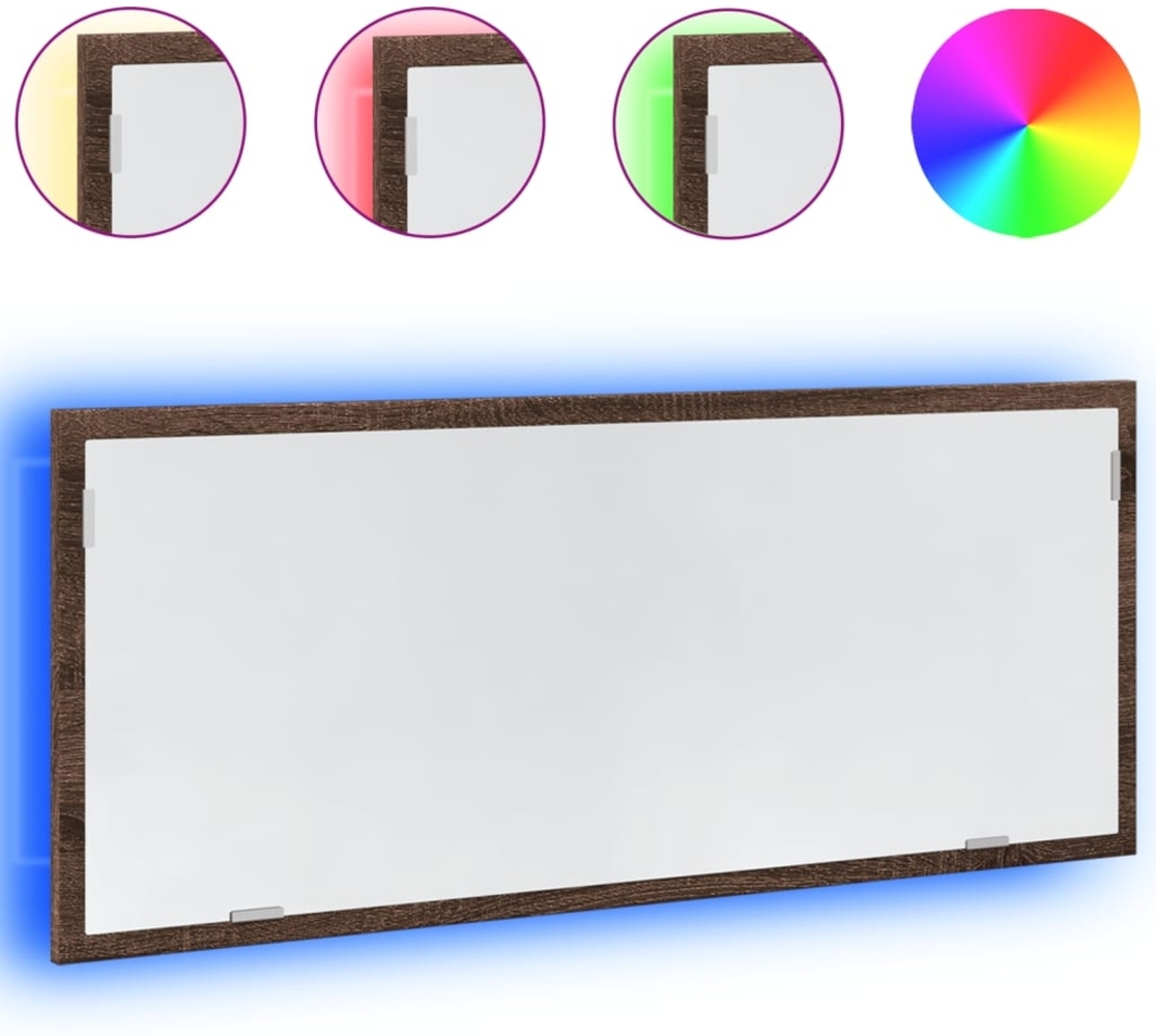 vidaXL LED-Badspiegel Braun Eichen-Optik 100x8,5x37 cm Holzwerkstoff 856274 Bild 1