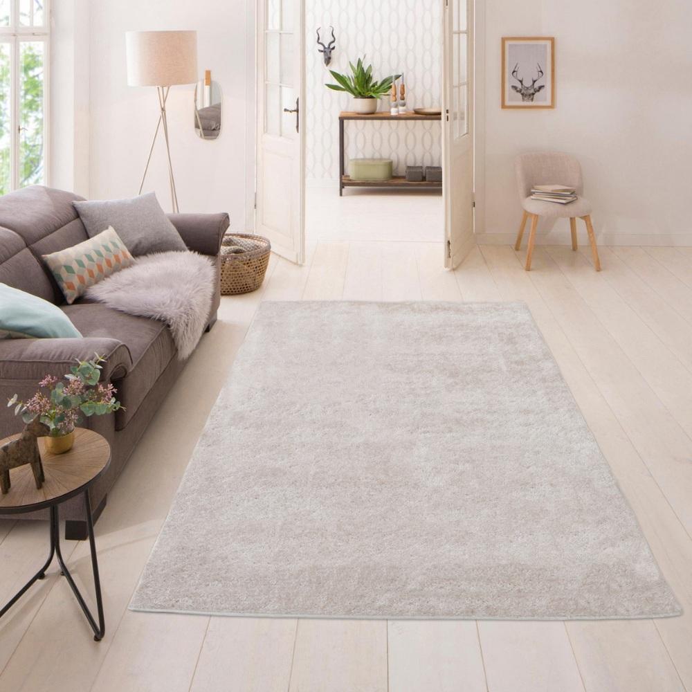 HOME DELUXE Hochflor Teppich SOFI - 200 x 140 cm Beige Bild 1