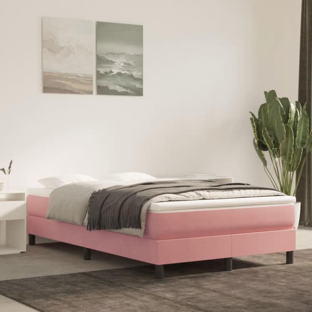 vidaXL Boxspringbett mit Matratze Rosa 120x200 cm Samt 3144326 Bild 1