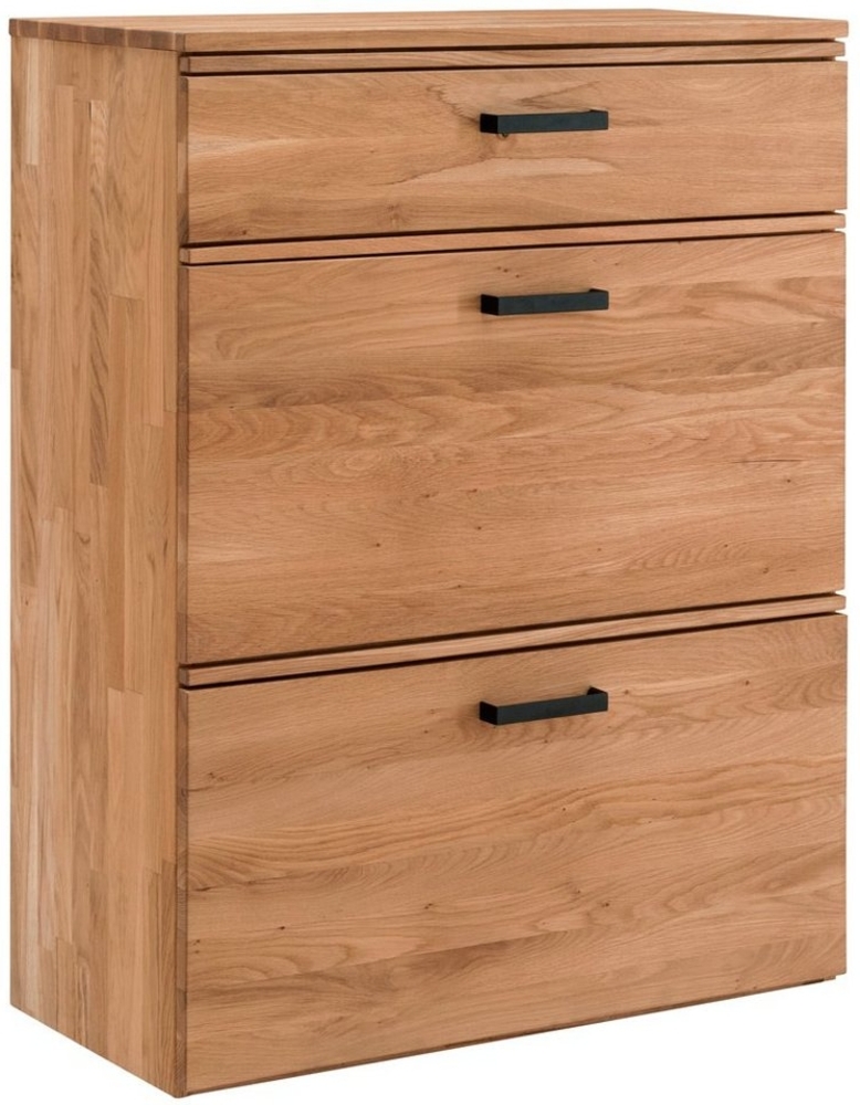 Lomadox Schuhschrank LEUNA-64 Wildeiche massiv geölt, 1 Schubkasten, 2 Klappen Bild 1