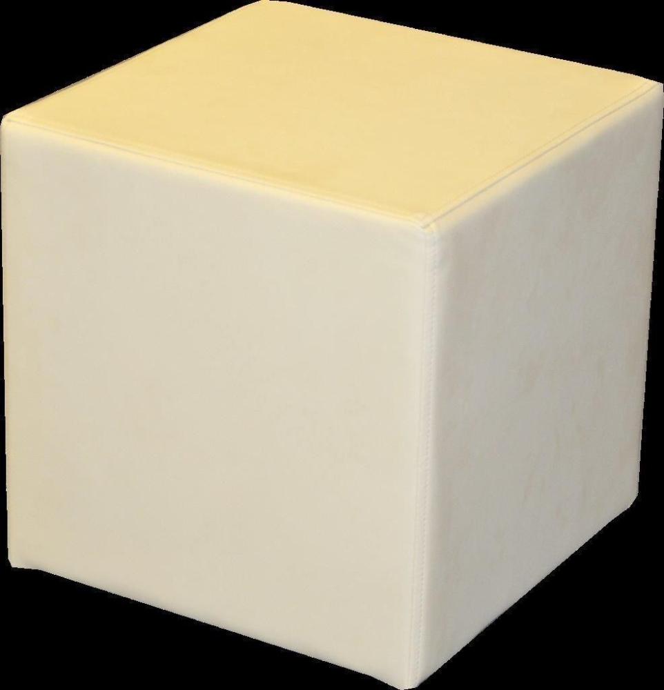 Sitzwürfel Sitzhocker Schminkhocker Hocker Sessel Kunstleder Creme 45x42x42 cm Bild 1