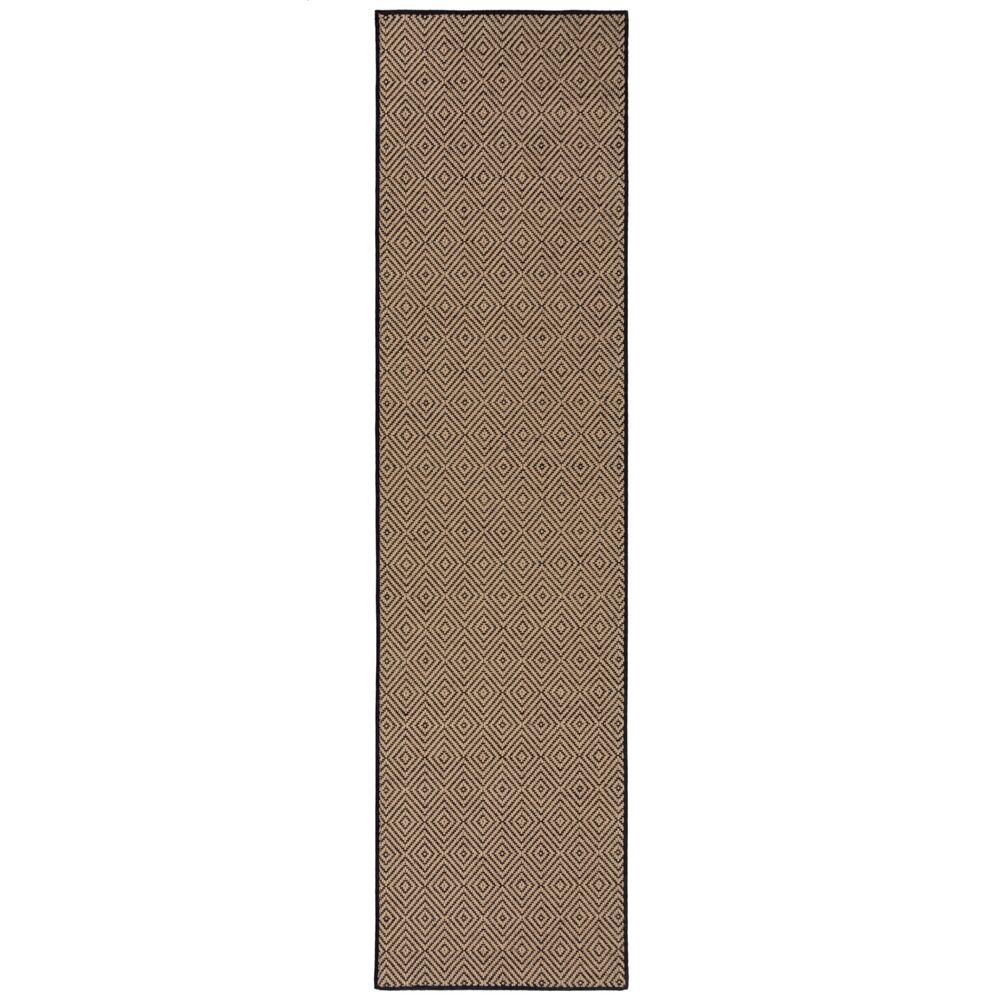 Geometrischer Jute-Teppich mit Naturkautschuk, rutschfester Rücken, hochdichter Teppich - CARRON Kollektion von Kadima Design. Farbe: Braun-Schwarz, Größe: 60x800 cm Bild 1