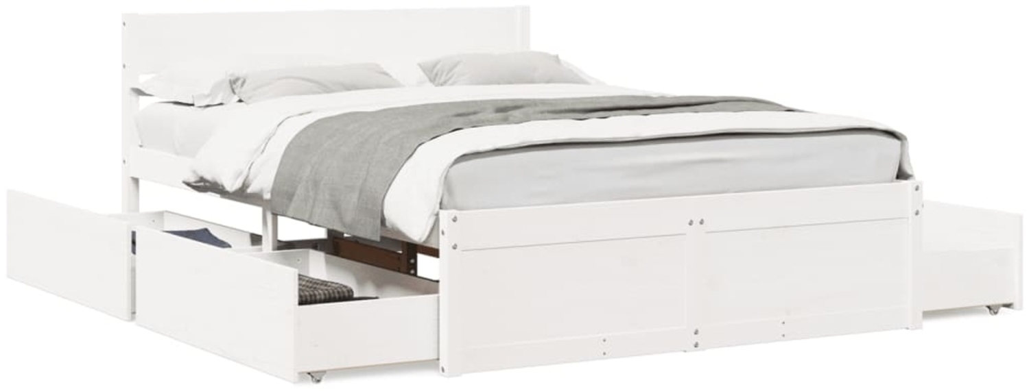 vidaXL Massivholzbett ohne Matratze Weiß 120x190 cm Kiefernholz 3282361 Bild 1